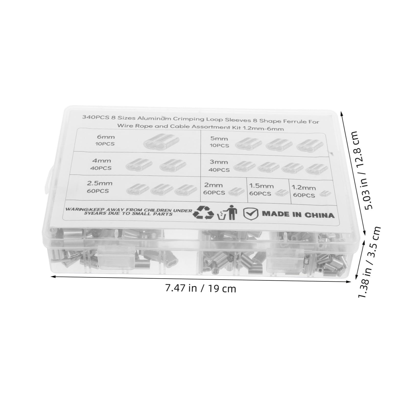 Manchon à Sertir Aluminium Double Trou pour Câble Métallique Boucle de Sertissage Résistante Kit Pince de Câble Robuste pour Usage Industriel et Marin