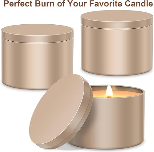 Miniatura 3 de AOSWELE 24 latas doradas de 4 onzas a granel, tarros de lata vacías de primera calidad de 4 onzas, recipiente de lata de vela mate, lata de vela,