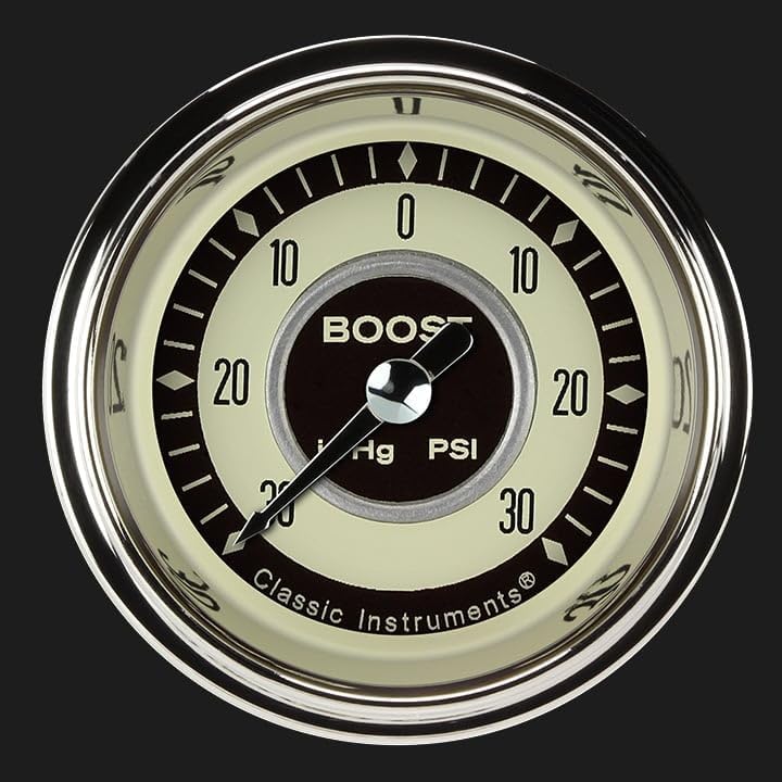 Classic Instruments NT141SHC Nostalgia 2-1/8"" Boost Vacuum Gauge Electric