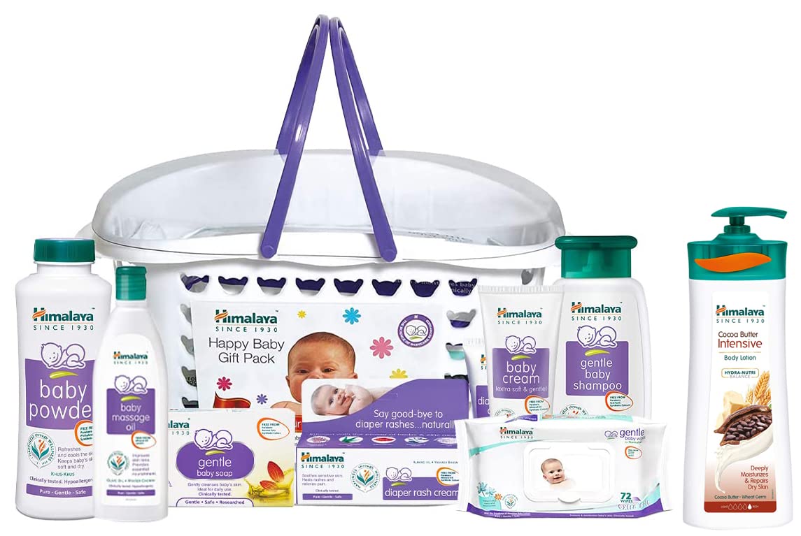 Himalaya Baby Gift Pack Basket,Pack of 1 Set,White & Himalaya Herbals Cocoa Butter Intensive Body Lotion, 400ml-image-27