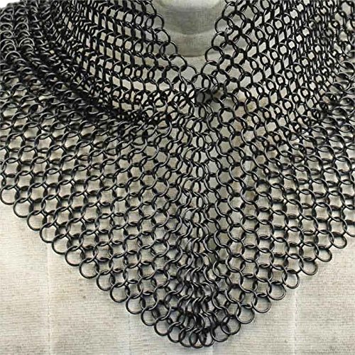 Medieval Face Blackened Steel Chainmail Coif Armor