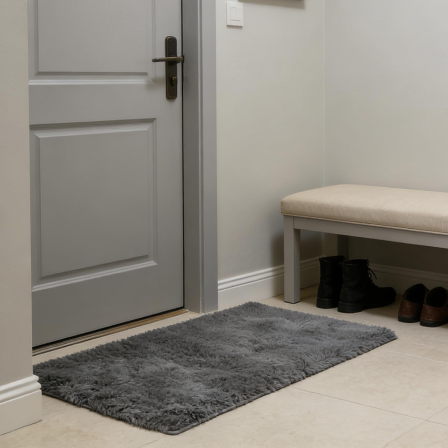 Tapis shaggy antidérapant et doux 195x175 cm pour un entretien facile au quotidien
