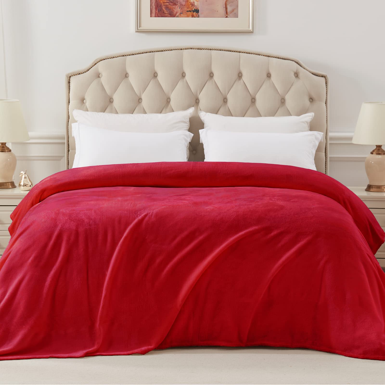 Exclusivo Mezcla Fleece Blanket Double Size for Bed Super Soft and Warm, All Season Use, Cozy, Plush, Lightweight, 150x200 CM, Red - Image 3