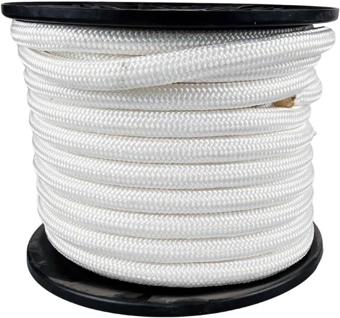 3/4" x 100 FT Diamond Braid Rope – Heavy Duty Nylon Blend Utility Cord for Hauling, Lifting, Towing, Camping, Boating, Outdoor & Emergency Use – High Strength, Weather Resistant