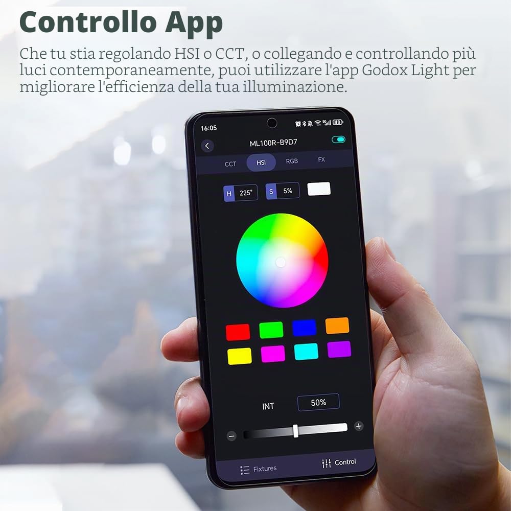 Godox ML100R - Kit di illuminazione video RGB LED 110 W, 1800 K-10000 K, CRI 97 +/TLCI 98+, controllo app, ricarica USB-C, 14 effetti FX, per Live Streaming/Outdoor Fotografia (AK-B02 V-Mount KIT)