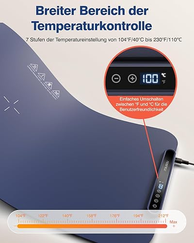 Miniatura 2 de Food Warming Mat, iTRUSOU 27.5x16'' Electric Warming Tray with 7 Temp-Settings, 1-99h Flexible Timer, Switchable °F/°C, Rollable Food Warmer Keep