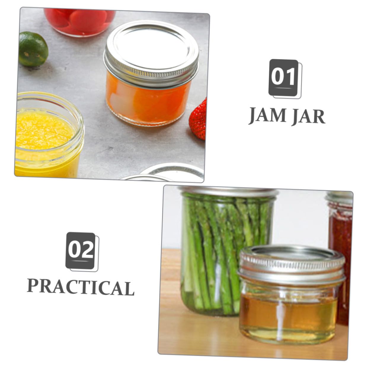 VALICLUD Barattoli Mini 200ml in Vetro Trasparente Con Coperchio in Alluminio Argento Set Da 12 Pezzi Per Conserve, Marmellate e Prodotti Esfolianti, Contenitori Riutilizzabili Per Cucina e Cosmetici