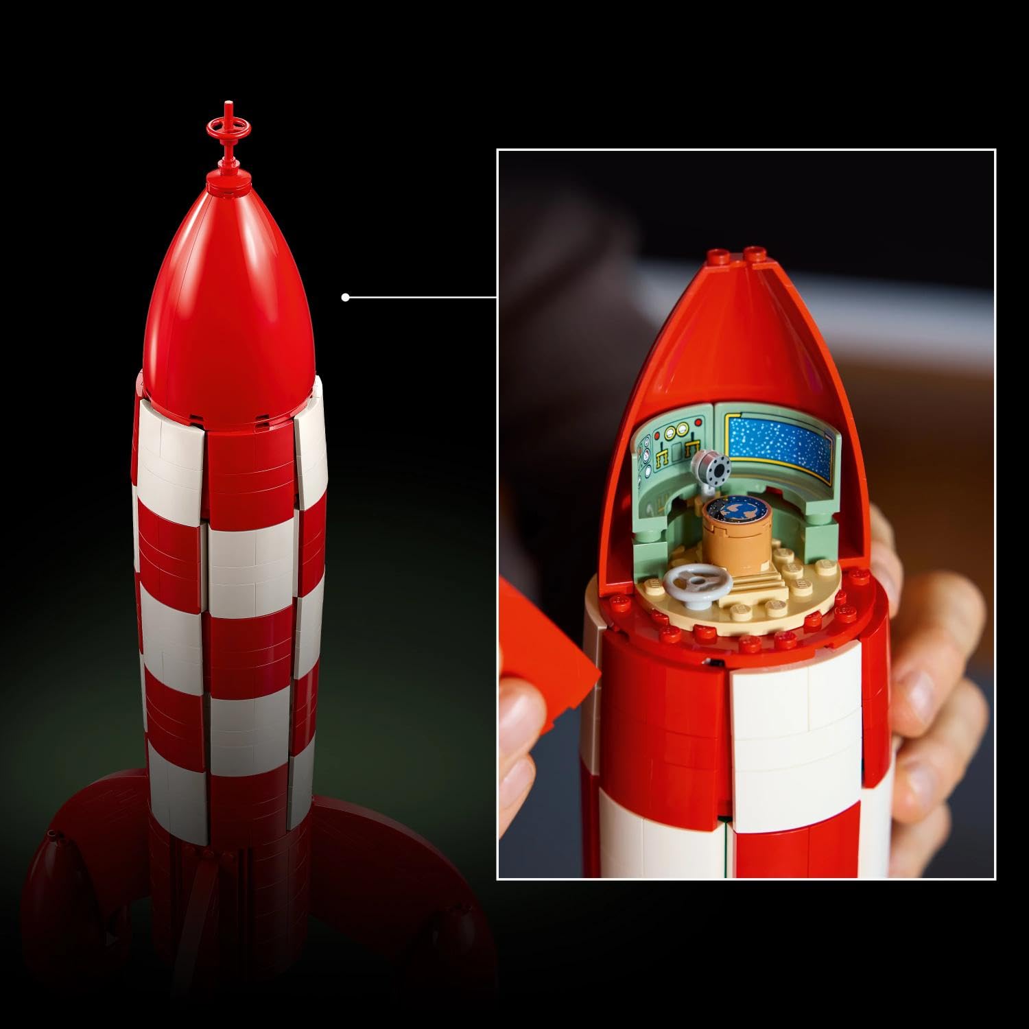 LEGO Ideas Die Mondrakete von Tintin - Raumschiff Modellbau für Erwachsene - Set zum Ausstellen mit 5 Minifiguren und der Hundefigur Struppi für DIY Deko - Geschenkidee für Fans - 21367