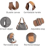 Femmes Toile Sac à main Sacs à épaule Casual Multi-Pocket Top Poignée Tote Crossbody Shopping Bags 2PCS