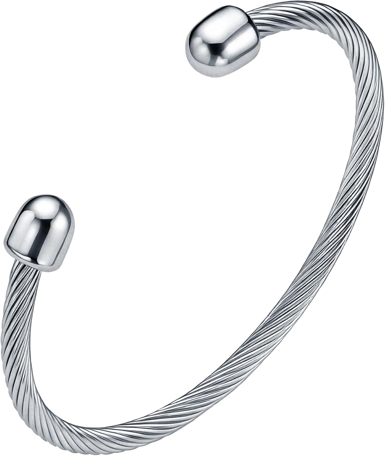 Dainty Stainless Steel Twisted Cable Wire Open Cuff Bracelet for Women Men