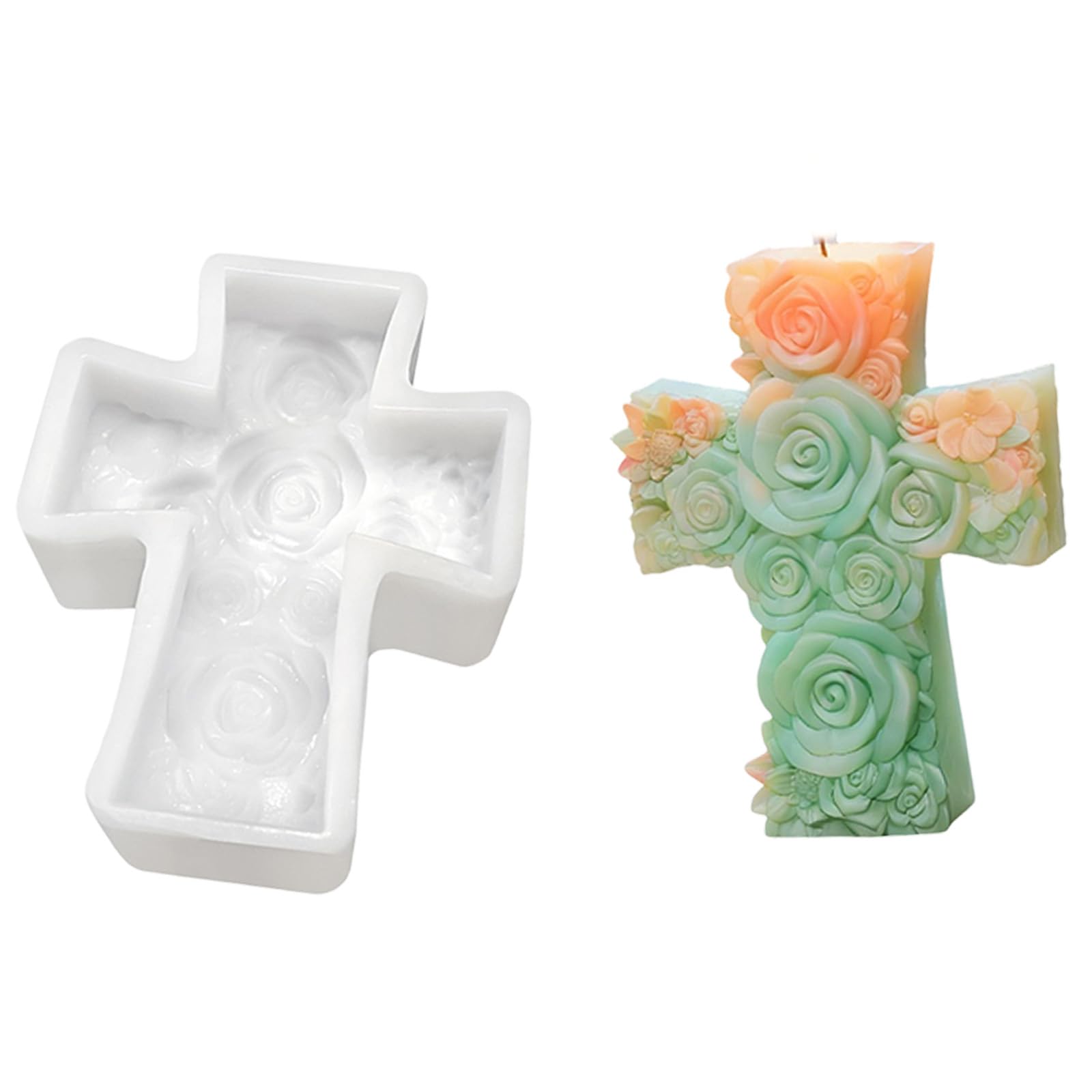 Qusinfc Food Safe Silicone Rose Pattern Great for Handcraft Decorations and Unique Gift Elegant Rose Candlewax