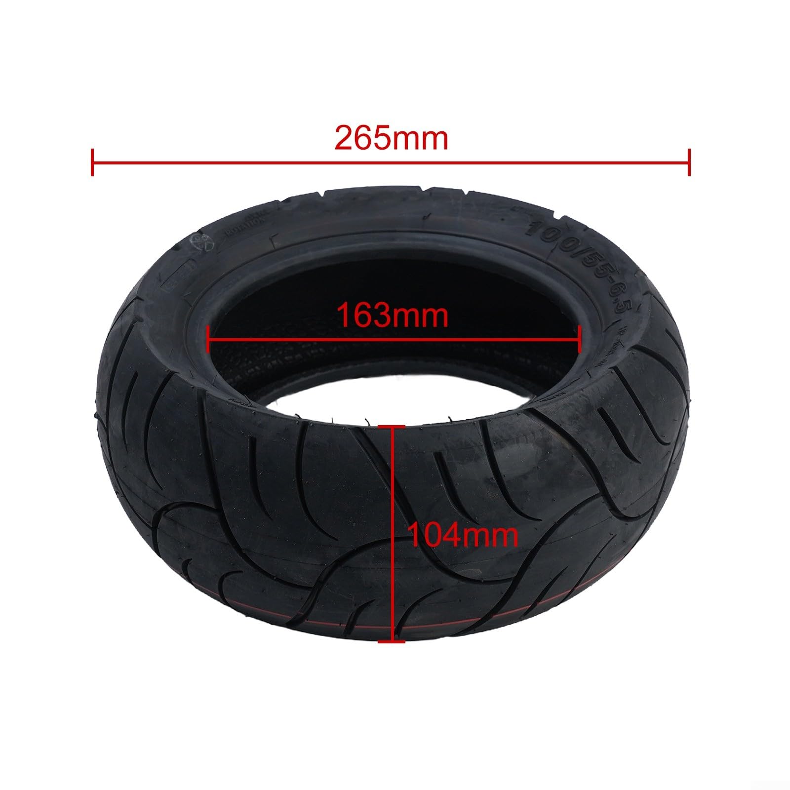 Pneumatico senza camera d'aria da 11 pollici 100/55-6,5 per Dualtron Ultra2 per scooter elettrico Kaabo Shock Absorption Gomma di ricambio nero 265x104mm Facile installazione Lunga durata della vita