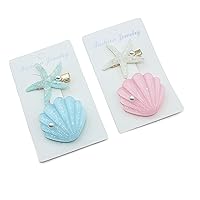 Vista 6 de Juego de 4 pinzas para el cabello de IKUHRMO con perla y concha de mar, disfraz de sirena artificial, horquilla de princesa, para niñas y mujeres