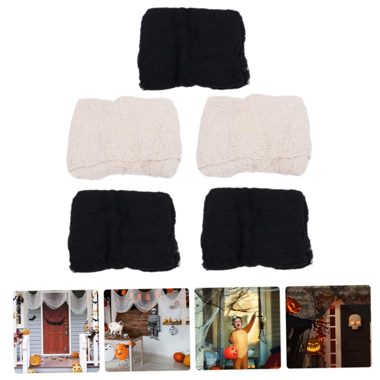 MAGICLULU 3 Juegos Paño Espeluznante De Halloween De Halloween Estopilla De Halloween Accesorios De La Casa Embrujada Decoración De Luz Al Aire De Halloween Gasa 5 Piezas * 3
