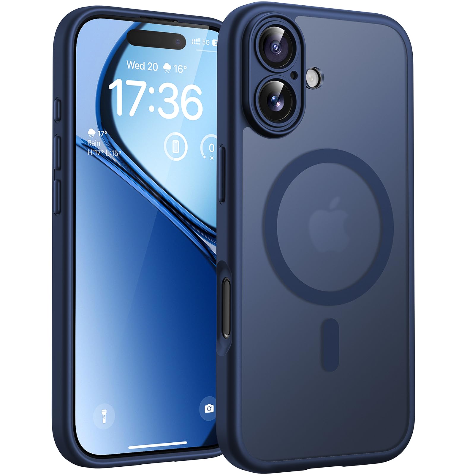 TOCOL for Phone 17 Case, Compatible with Magsafe Charger, Full Camera Protection, Drop Protection, Translucent Matte Phone Case for Phone 17 6.3 inch (Dark Blue)