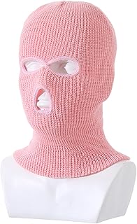 Gorro de invierno cálido para exteriores, elástico, con tres agujeros, con capucha, para actividades, resistente al viento, color sólido