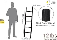 Vista 5 de FUIN Escalera de madera de 57 pulgadas, totalmente montada, para sala de estar, soporte decorativo de pared inclinado de granja, soporte