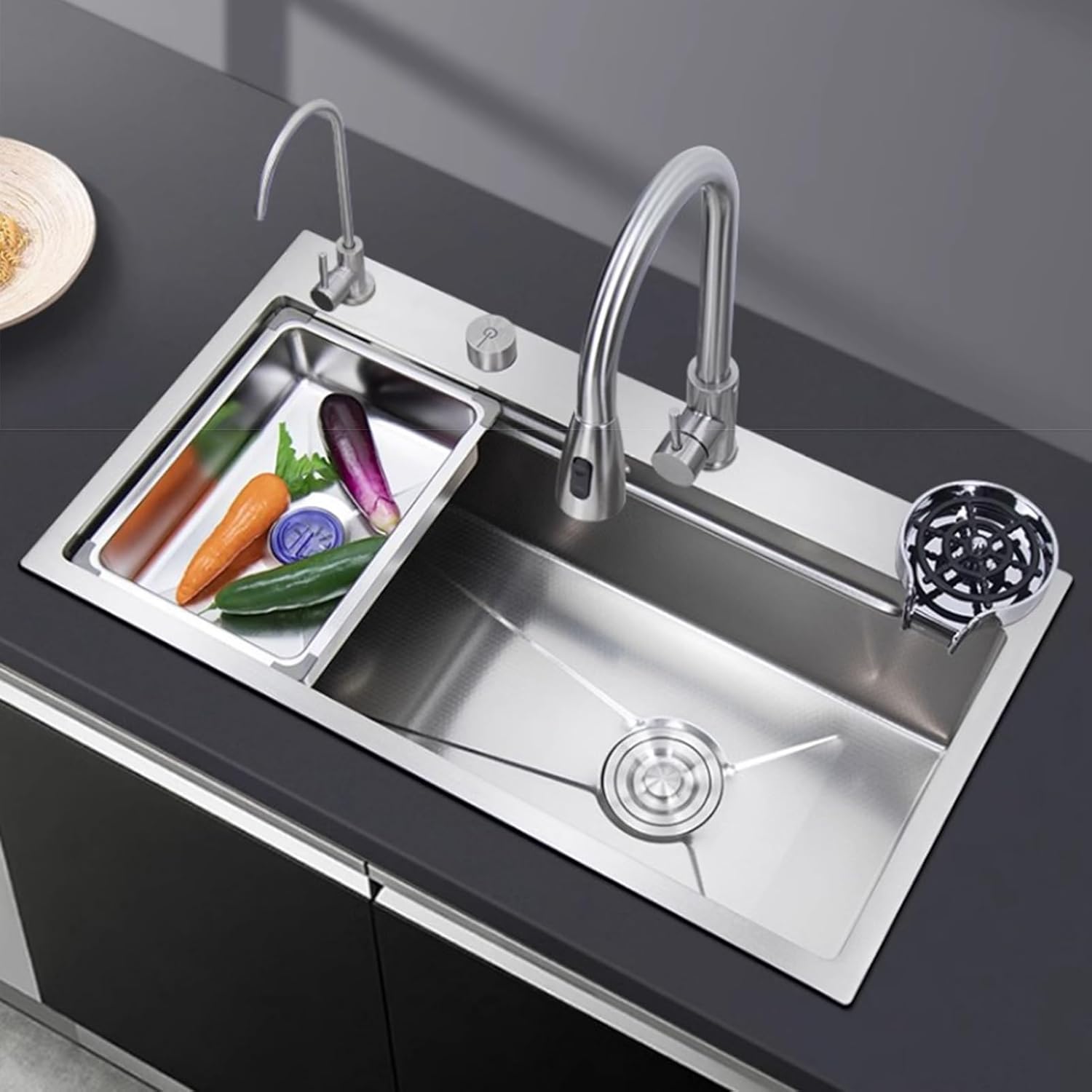 ワークステーション アンダーマウントシンク マルチサイズ アンダーマウント キッチンシンク、Su304 ステンレススチール シングル