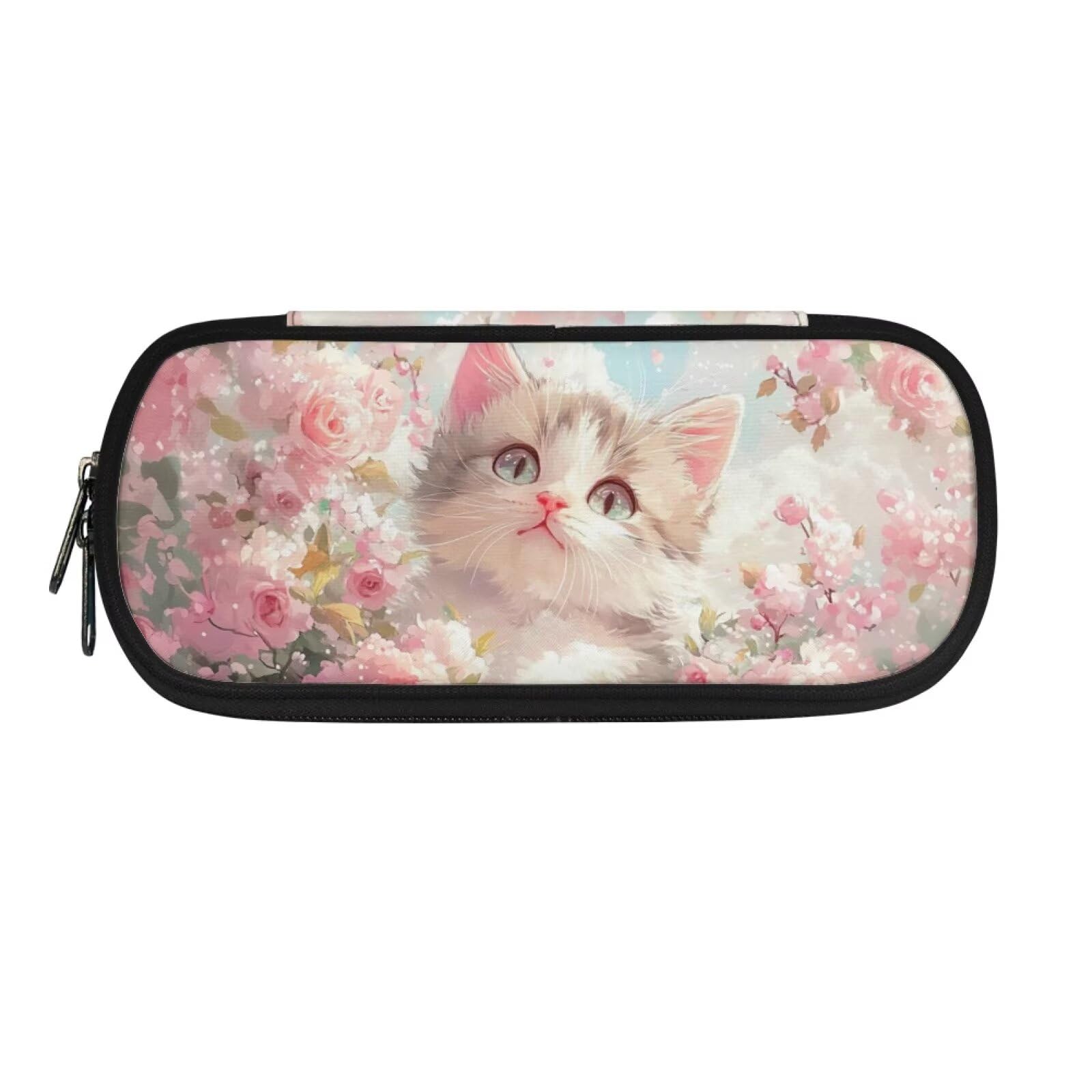 Howilath Cute Cat Pencil Case with Stationery Study Pencil Holder Storage Bag Back to School Large Capacity Pen Pouch Holder, Floral