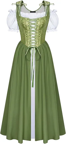 Scarlet Darkness Renaissance Costume Women Medieval Corset Dress Puff Sleeve Fairy Dress