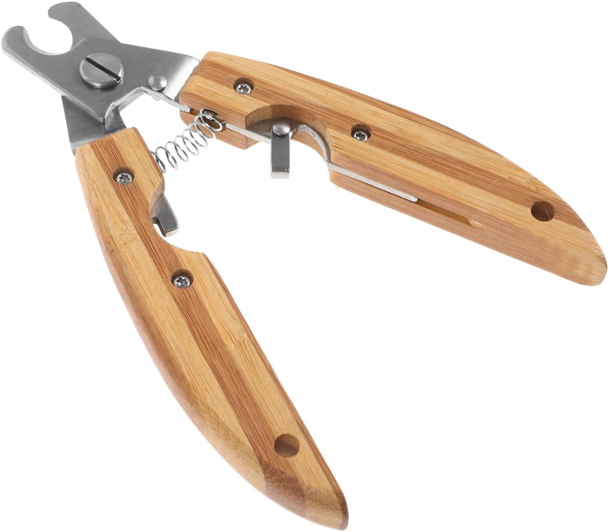 Mikikit Stainless Steel PET Nail Clipper Wooden Handle Ergonomic Dog Cat Nail Trimmer for Small Animals Convenient Grooming Tool for Daily Use