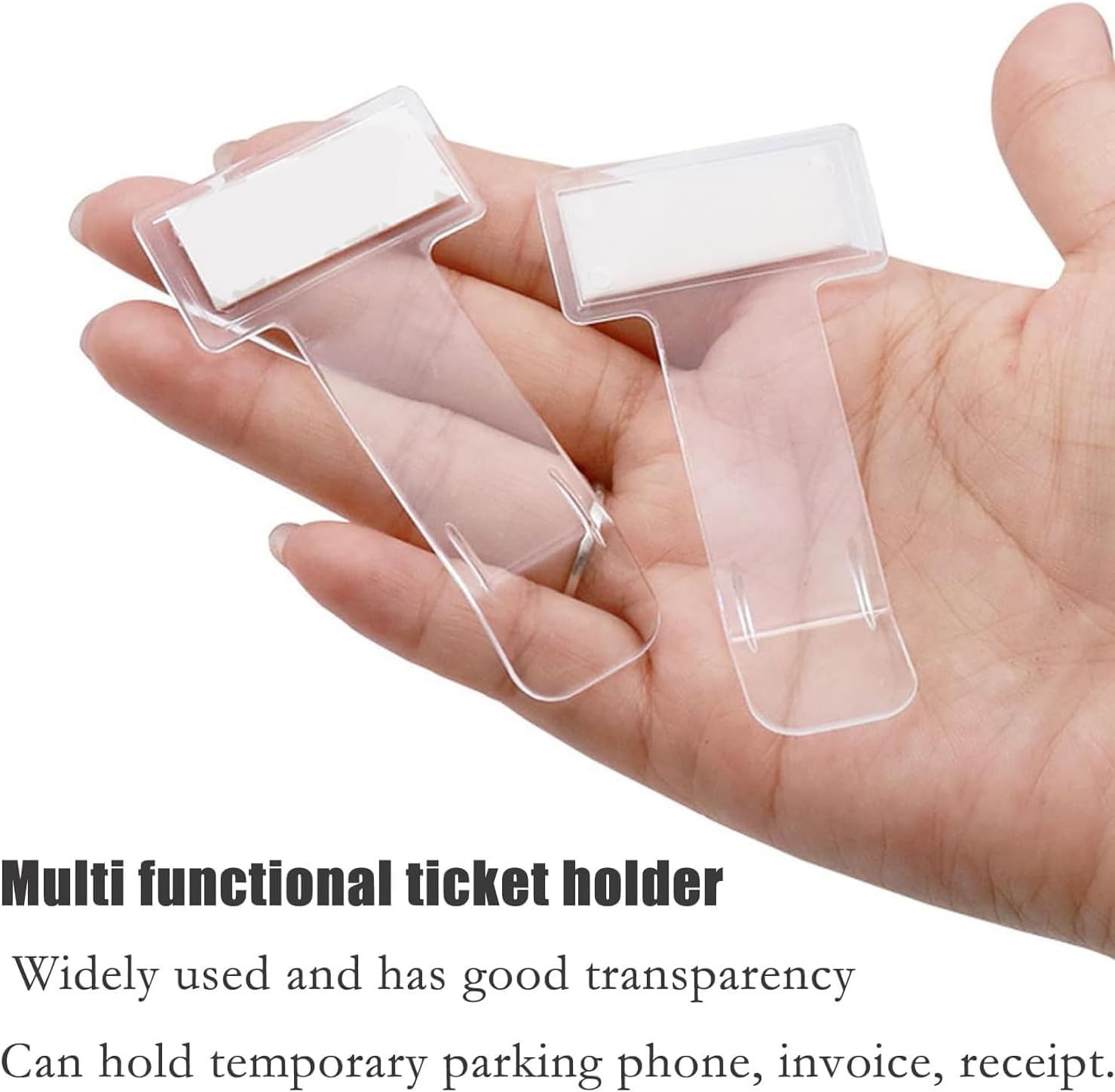 10 clips transparentes para soporte de coche, autoadhesivo, para permiso de estacionamiento y soporte de boletos para parabrisas de coche, furgoneta, clip de plástico para parabrisas