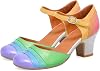 MOOMMO Women Vintage Low Chunky Heel Mary Jane Shoes Pumps Round Closed Toe Cut-out Dress Sandals Ankle Strap 2 Block Heels Mary Janes Dress Shoes Rainbow Patchwork Buckle Office Party Fall 4-11 M US