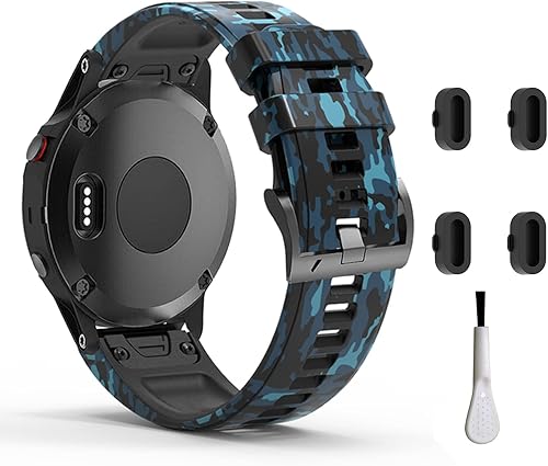 Correa de reloj de silicona de ajuste rápido de camuflaje de 0.866 pulgadas compatible con Garmin Fenix 5Fenix 5 PlusFenix 6Fenix 6 ProFenix 7,