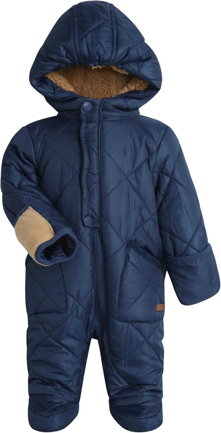 Perry Ellis Baby Boys Snowsuit – Pram Memory Quilted Zipper Onesie Hooded Winter Newborn Infant Baby Clothes (Sizes: 0-9M) Perry Ellis Baby Boys Snowsuit – Pram Memory Quilted Zipper Onesie Hooded Winter Newborn Infant Baby Clothes (Sizes: 0-9M)