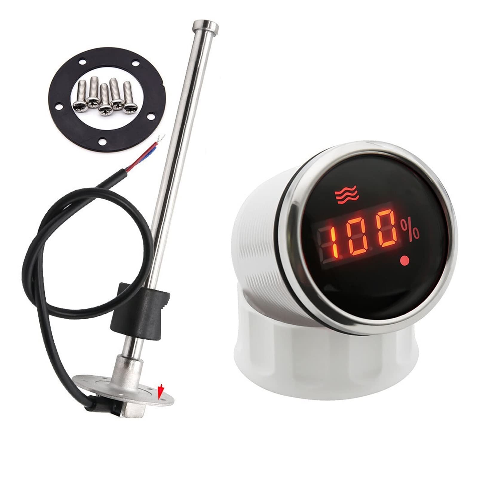 Indicatore Di Livello Acqua Per Camper E Barche | Display 52 Mm | Allarme Intelligente | Alimentazione 9-30V | Sensore 0-190 Ohm Standard Europeo