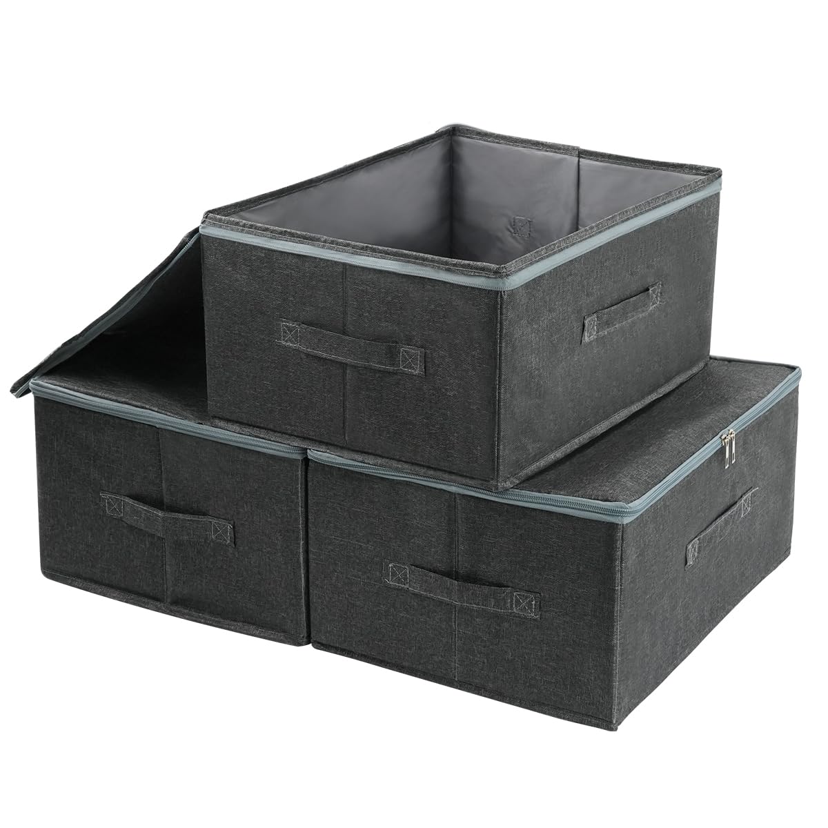 Boite de rangement pliable en toile avec couvercle tissu lavable 40x30x21 cm