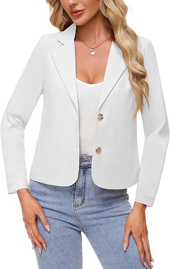 MINTLIMIT Linen Blazer for Women Long Sleeve Lapel Button Suit Jacket