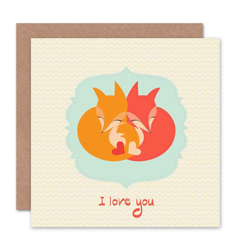 Wee Blue Coo Blue Wee Coo Fox Love Cartoon Valentines Hearts Blank Greetings Birthday Card Art