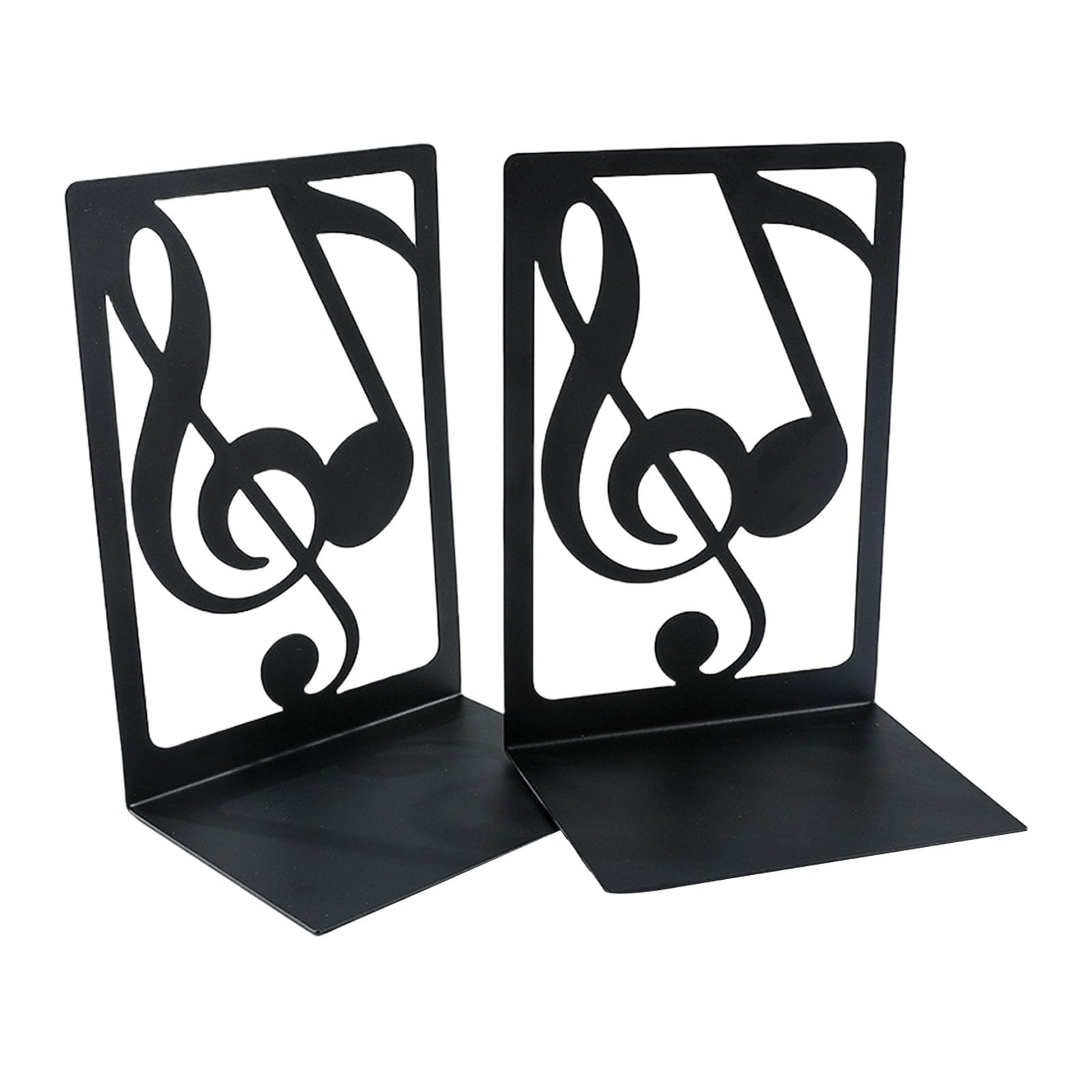Of 2 Heavy Duty Metal Bookends for Shelves Hollowed Musical Note Metal Book Stopper for Home Library Decorative Shelf