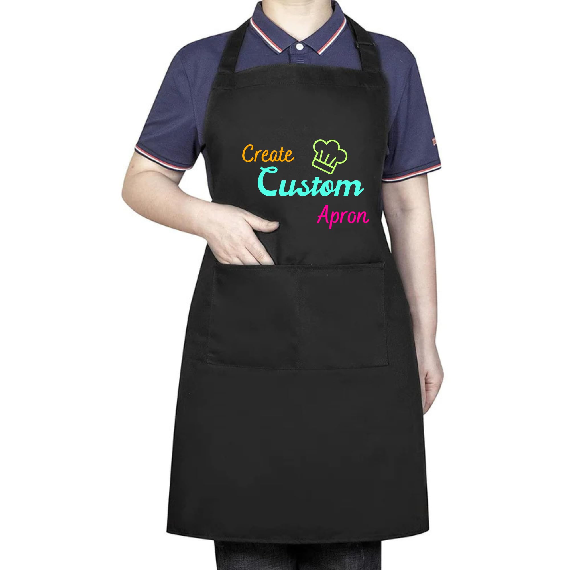 Be Buz Personalised Apron with Custom Print | Add Your Name, Logo or Photo | Unisex Chef Apron for Cooking, BBQ & Baking | Personalised Gift for Men & Women | Birthdays, Father's Day, Christmas