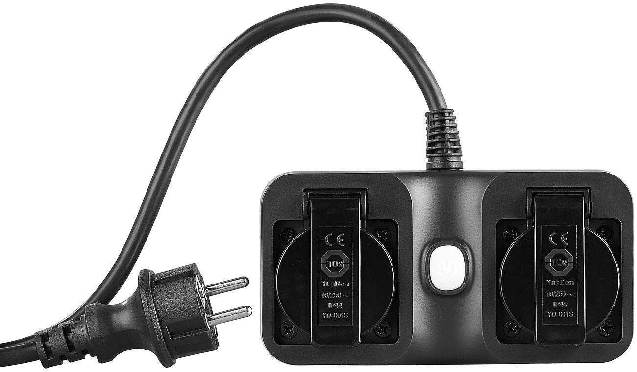 Presa doppia WiFi da esterno Luminea Home Control SF-620.avs IP44 compatibile con Amazon Alexa e Google Assistant