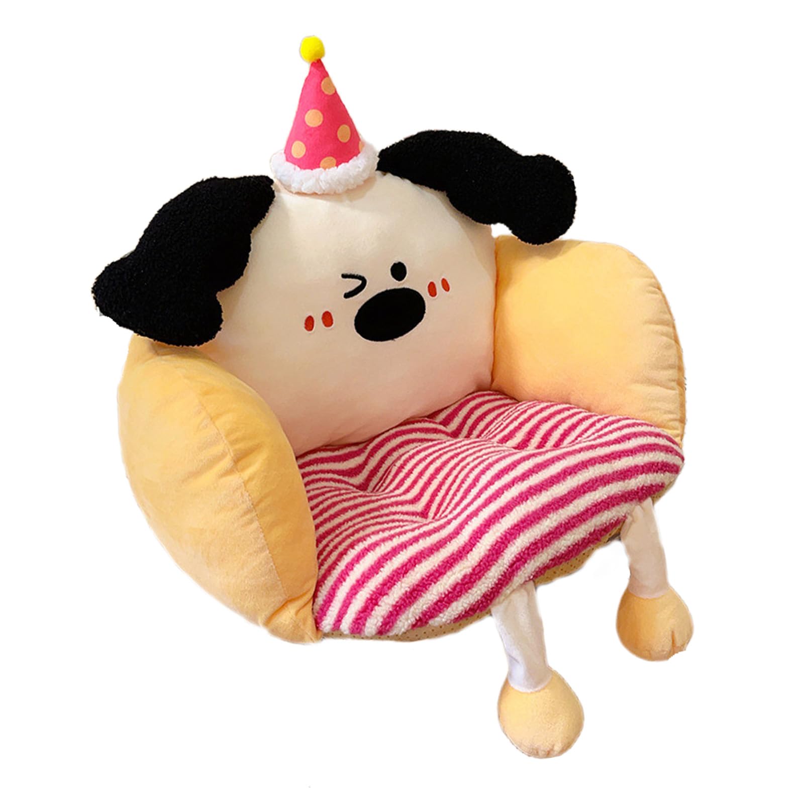 Jazuaiao Fabric Seat Pad with Lumbar Backrest Cartoon Dog Chair Cushion Floor Pillow for Desk Chairs and Lounging Back Cushion