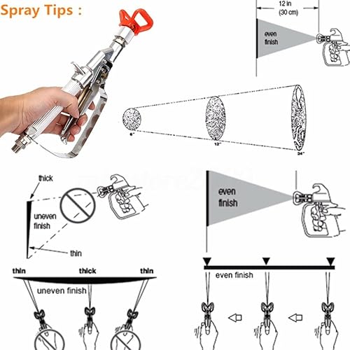 Miniatura 2 de Pistola de pintura sin aire, pistola de pulverización de celda en línea 3600PSI con punta 517 y poste de extensión de 10 pulgadas, color plateado