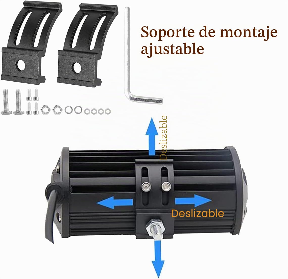 Soportes de montaje para barras de luces de trabajo LED, paquete de 2 Soportes de montaje Deslizamiento ajustables universales para barra de luces de trabajo Offroad Lámpara 4 x 4 ATV UTE 4WD