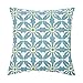 SLOW COW Cotton Decor Cushion Cover Embroidery Turquoise Teal Accent Pattern Throw Pillow Cover Floral, 18x18 Inches