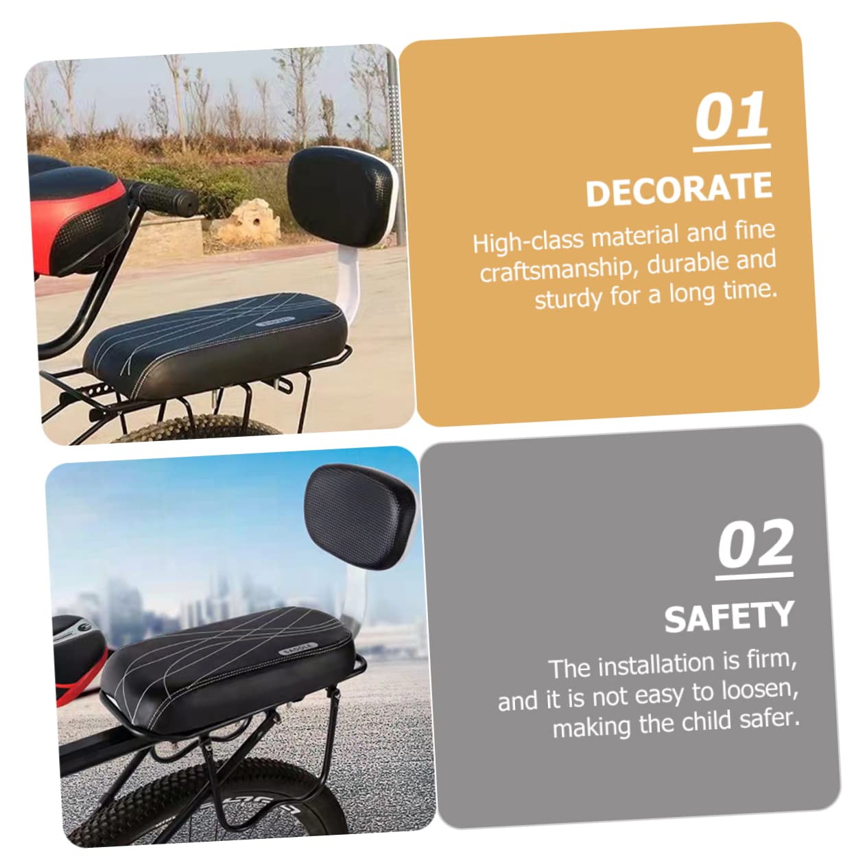 Toyvian Asiento Trasero Desmontable para Bicicleta Asiento De Seguridad Infantil Diseño y Cómodo Compatible Mayoría De Bicicletas