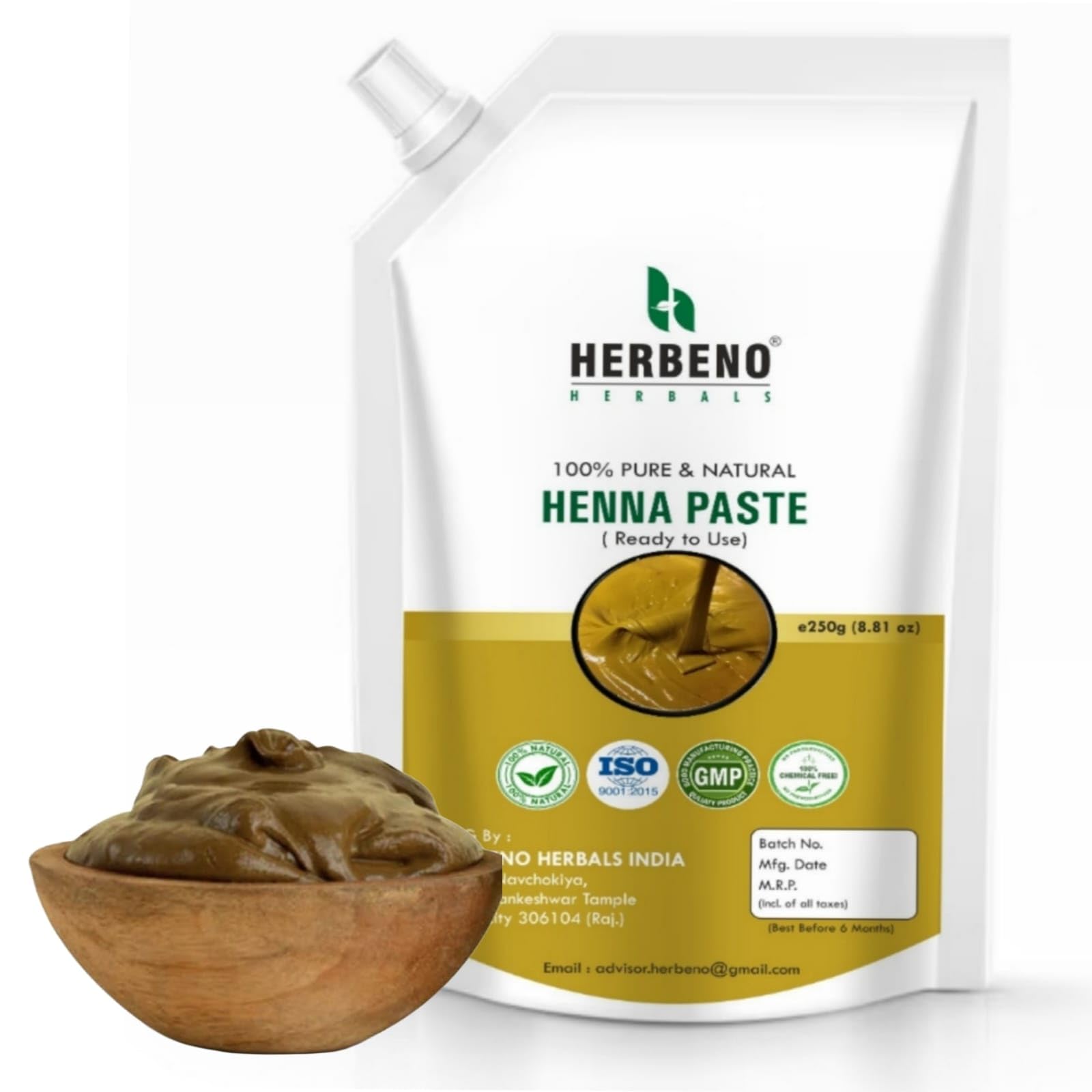 HERBENO Natural Henna Hair Paste | Ready-to-Use Herbal Mehendi for Hairs | Reduces Hairs Fall, Boosts Growth, Dandruff, Itchiness & Nourishes Scalp | Hair Dye for Men and Women, 250g Each (Pack of 1)-picture-47