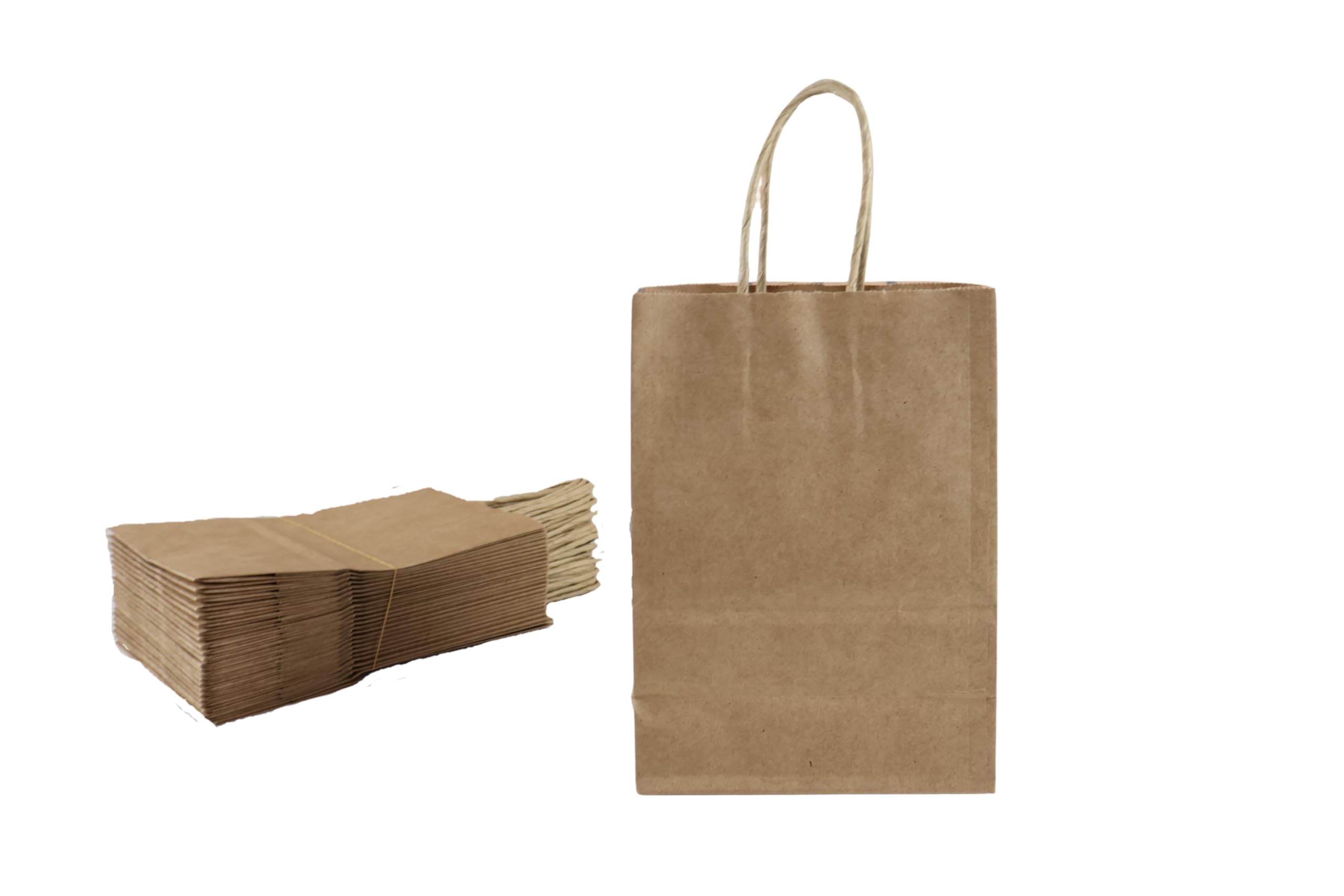 Lot de 1000 Sacs Kraft Épais 15 x 8 x 21 cm – Papier Kraft Naturel avec Poignées Torsadées – Pour Commerce et Restauration