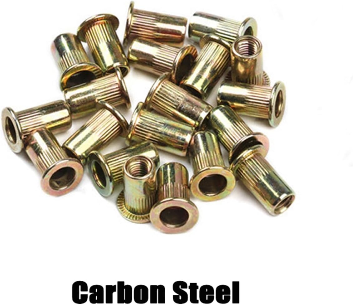 Flat Head Threaded Insert Nut Rivet Nuts 10 Pcs Multiple Sizes Carbon Steel(Yellow,M3)