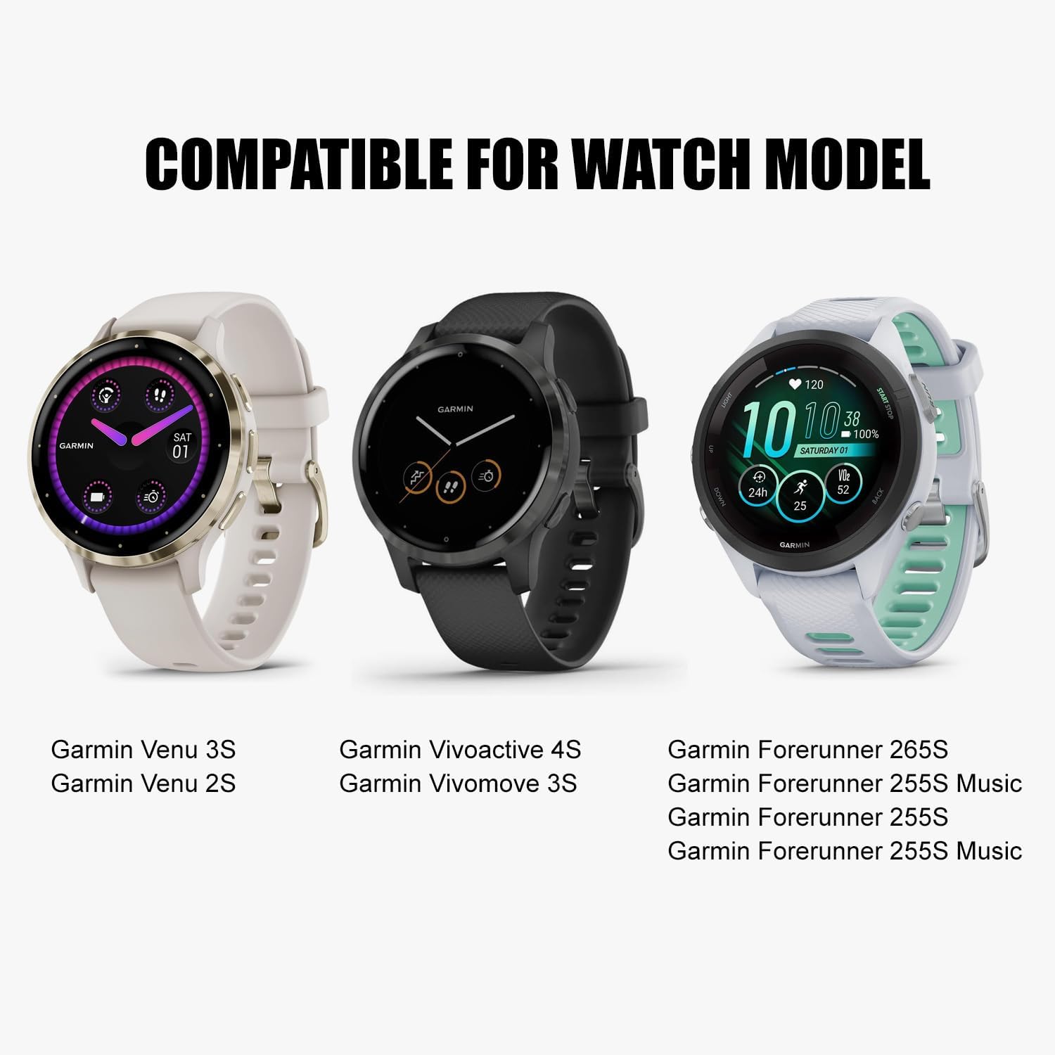 Compatible with Garmin Venu 3S Bands, 18mm Soft Silicone Replacement Strap for Garmin Venu 2S/ Forerunner 265S/ 265S Music/ 255S/ 255S Music Smartwatch
