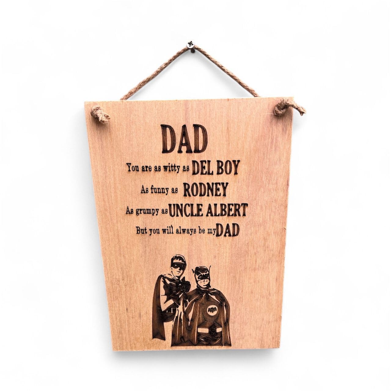 Del Boy Dad. Wooden Wall Sign, Decorative Hanging Plaque with Twine