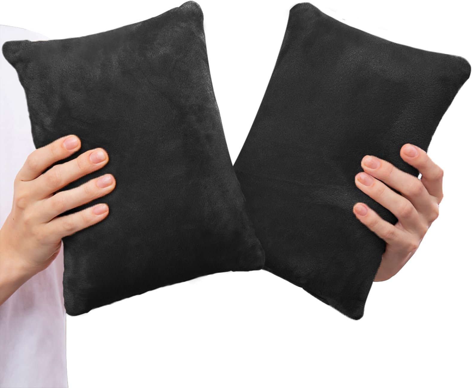 2 Pack Small Pillow, Memory Foam Mini Pillow 11 X 7 Inches for Travel, Sleeping, Nap and Neck, Knee, Lumbar Support, Tiny Cushion for Pet, Dogs (Black)