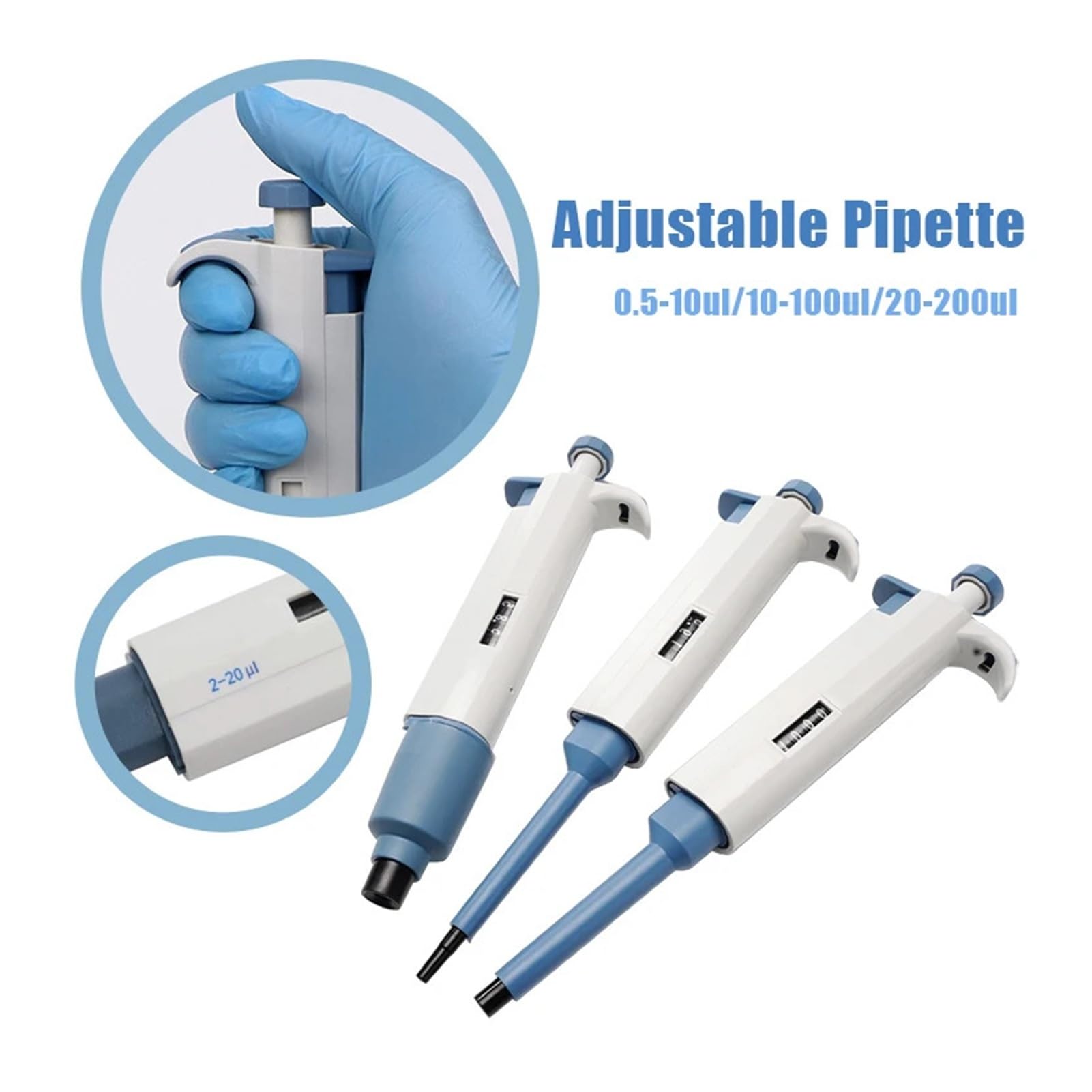 pipeta de laboratorio Pipeta de laboratorio, pipetas de plástico, gotero manual, digital, ajustable, equipo de laboratorio con puntas de pipeta.(1-10ML)