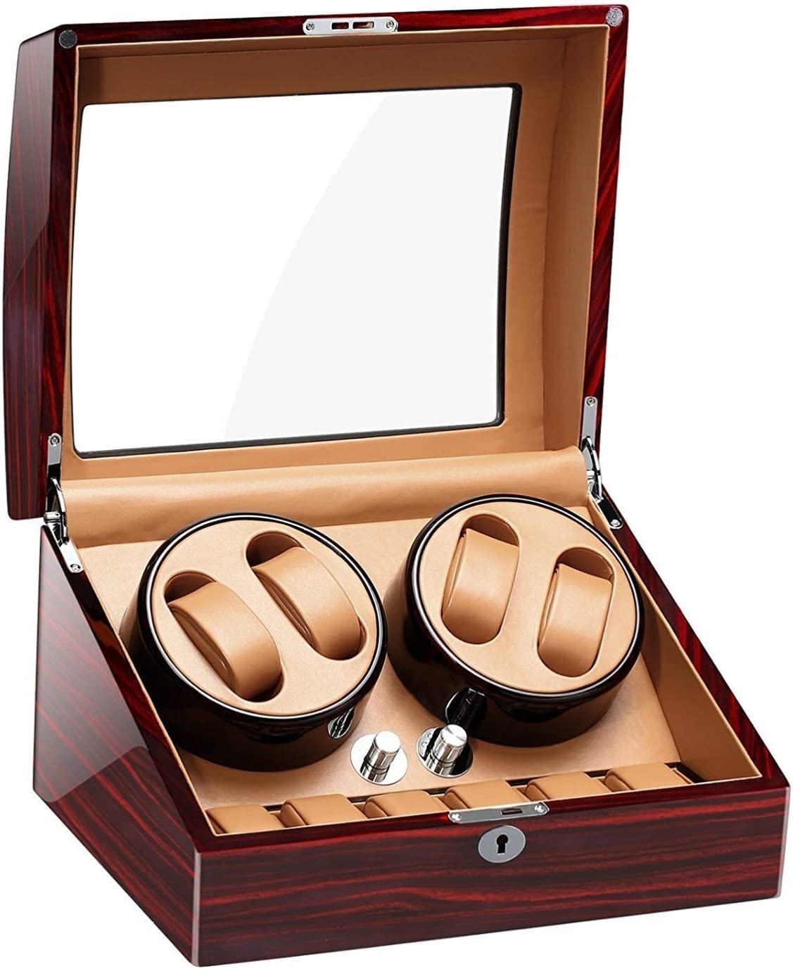 YNIYUJKL 4+6 Automatic Watch Winder Box,Wooden Silent Watch Case Watch Box Watch Cases Watches Boxes Battery Winders Display Storage Accessories