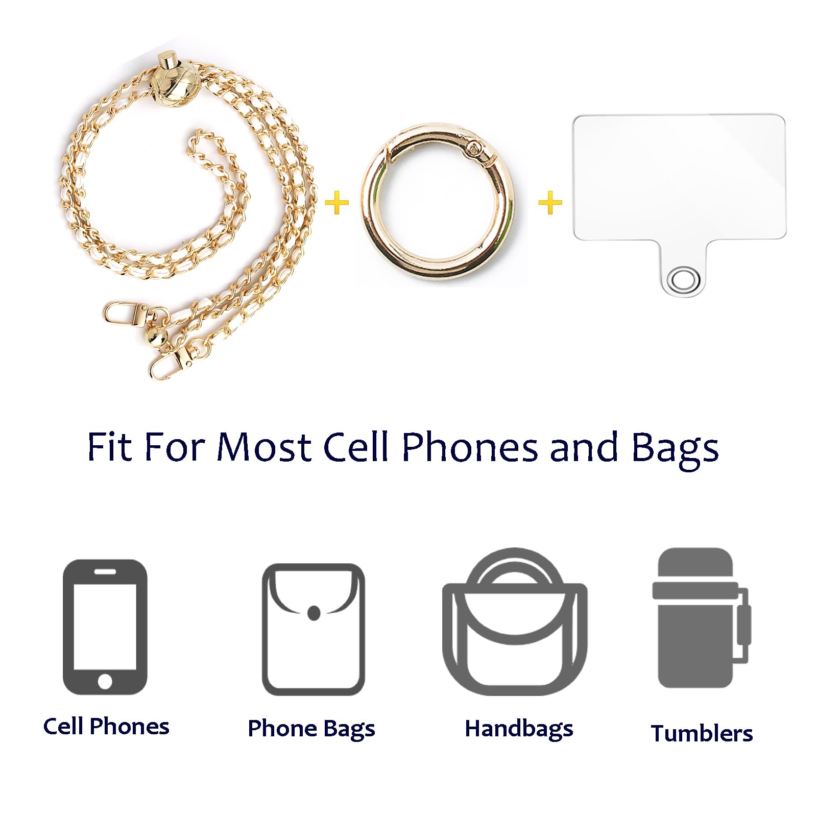 Fashowlife Crossbody Phone Lanyard Leather Metal Bag Chain Shoulder Strap Replacement Belt, Pink